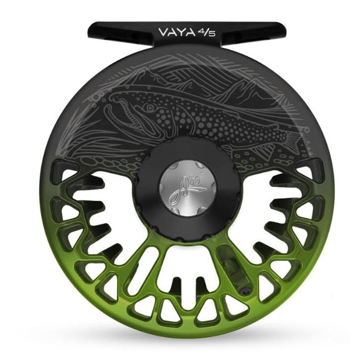 Abel Vaya Series Fly Reel in Underwood On The Hunt Satin Black Green Fade
