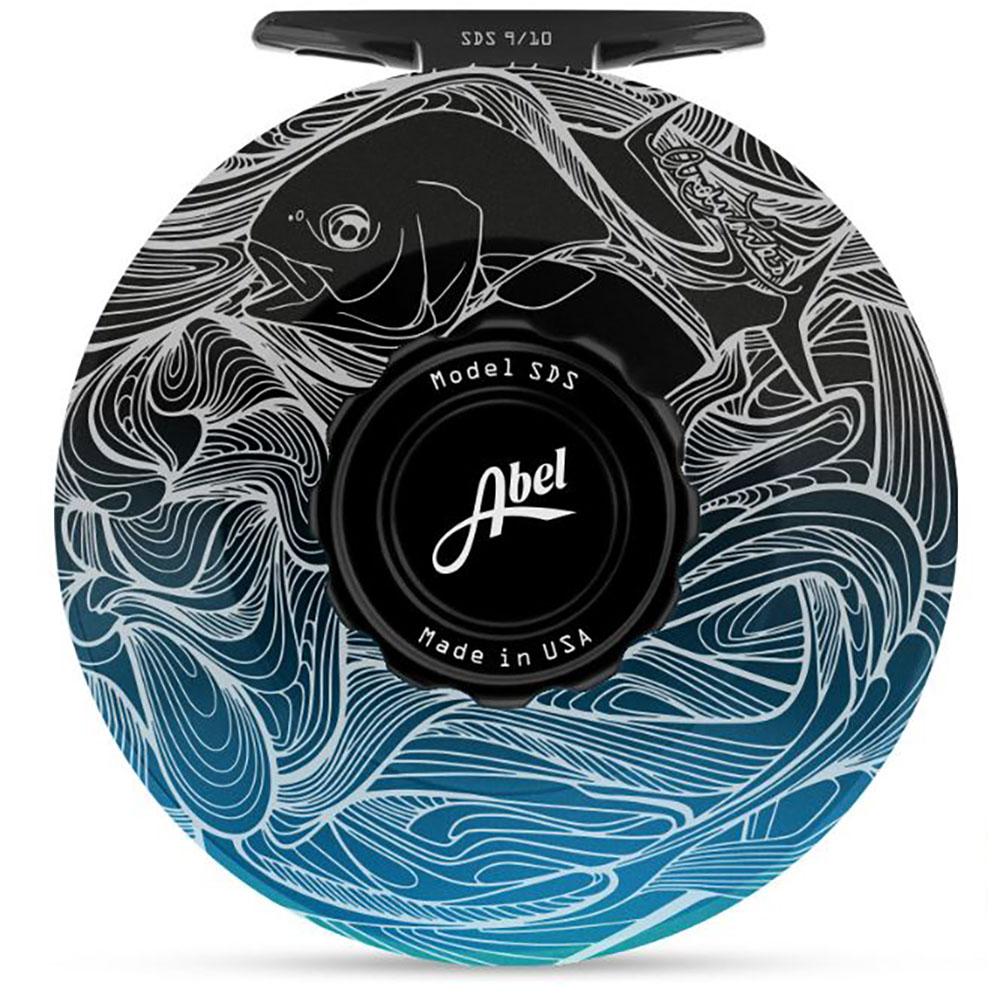 Abel SDS 9/10 Reel in Solid Larko Permit Satin Black Blue Fade