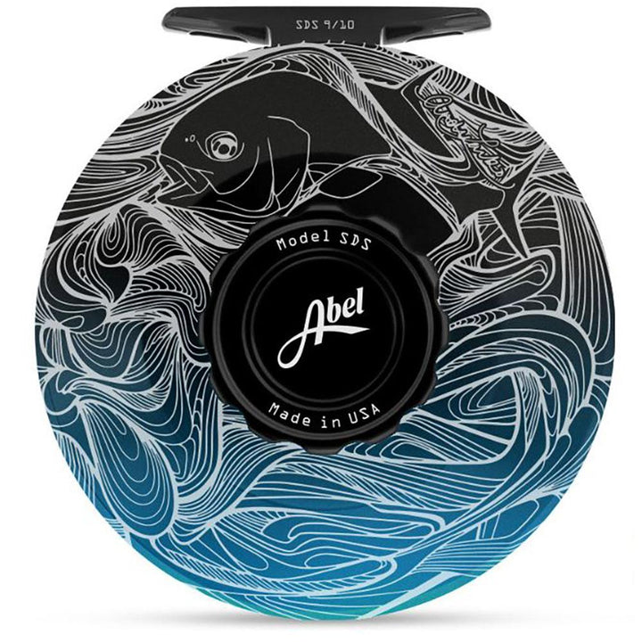Abel SDS 9/10 Reel in Solid Larko Permit Satin Black Blue Fade