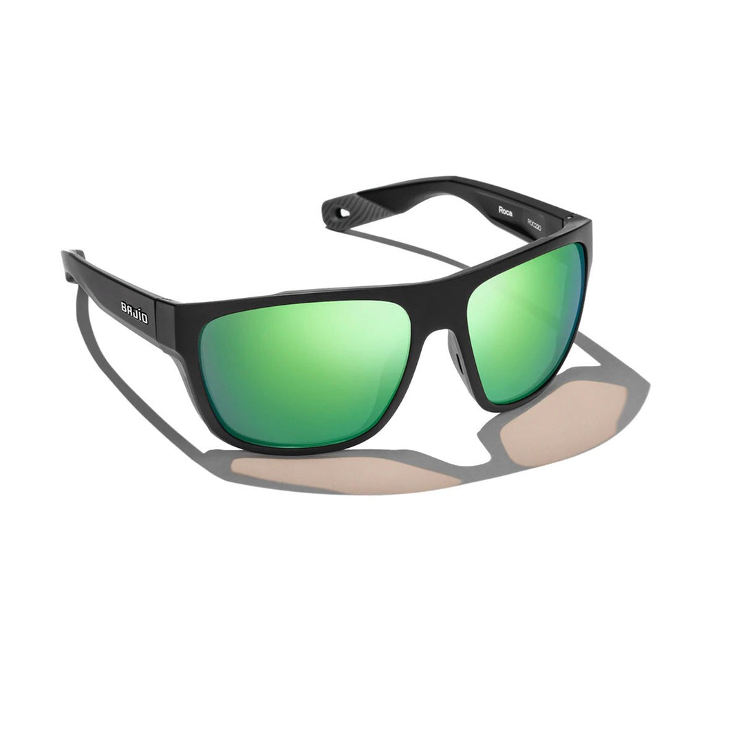 Bajio Roca Sunglasses Polarized in Black Matte with Green Glass