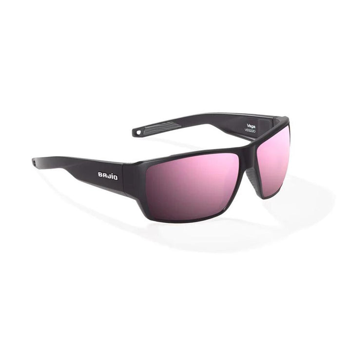 Bajio Vega Sunglasses Polarized in Black Matte with Rose Mirror Glass