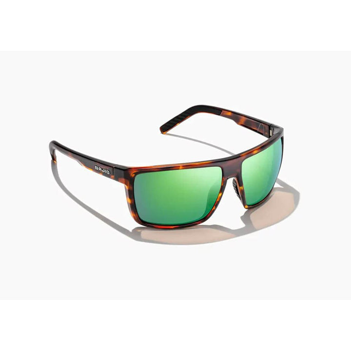 Bajio Toads Sunglasses Polarized in Brown Tort Gloss with Green Mirror Plastic