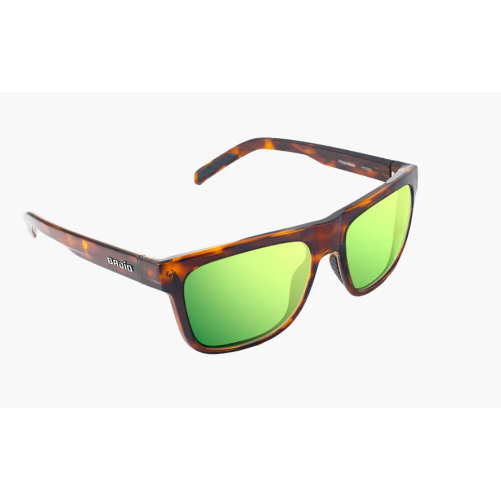 Bajio Hopedale Polarized Sunglasses in Brown Tort Gloss with Green Mirror Glass