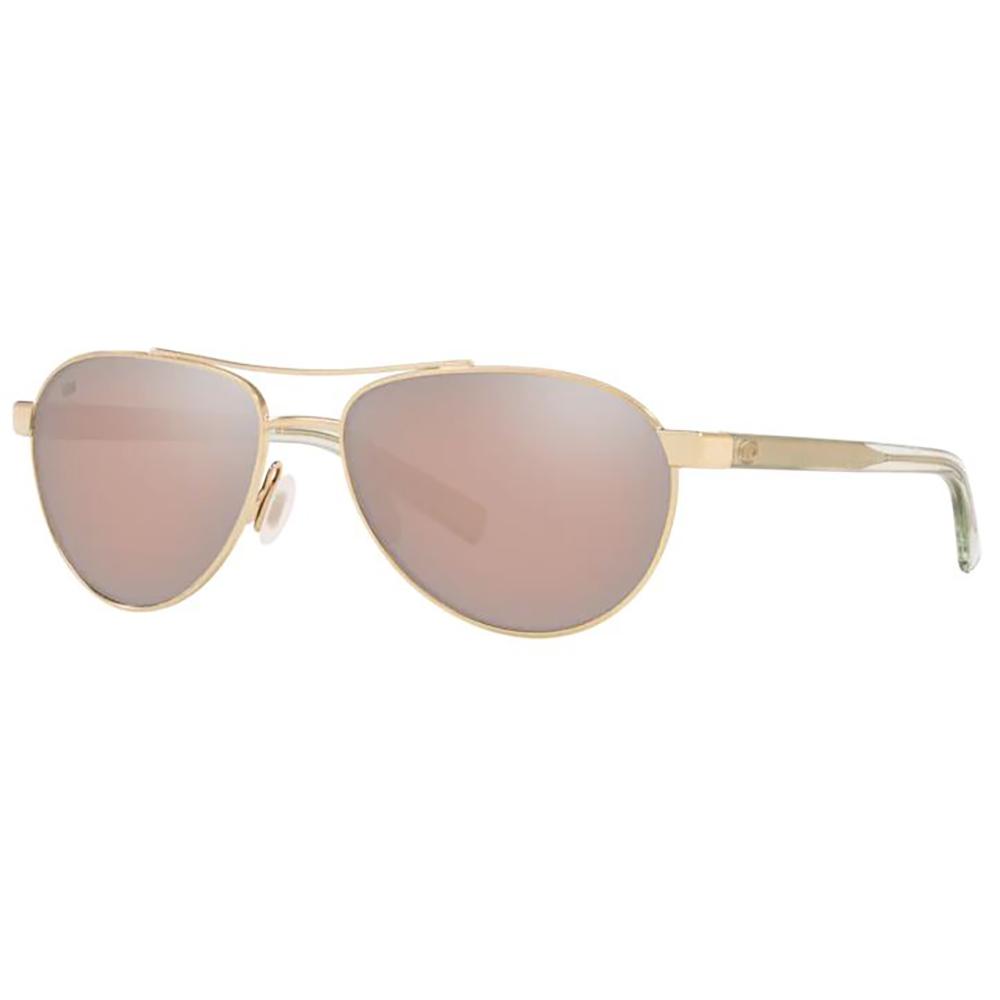 Costa Fernandina Sunglasses Polarized Women's in Shiny Rose Gold with Copper Silver Mirror 580P