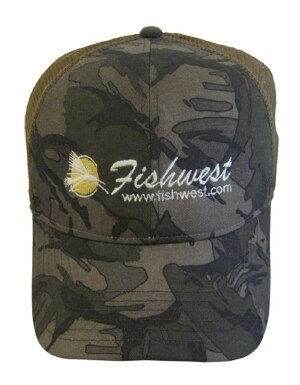 Fishwest Simms Logo CBP Trucker Cap in Rifle Camo