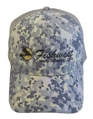 Fishwest Simms Logo CBP Trucker Cap in Tidal Camo