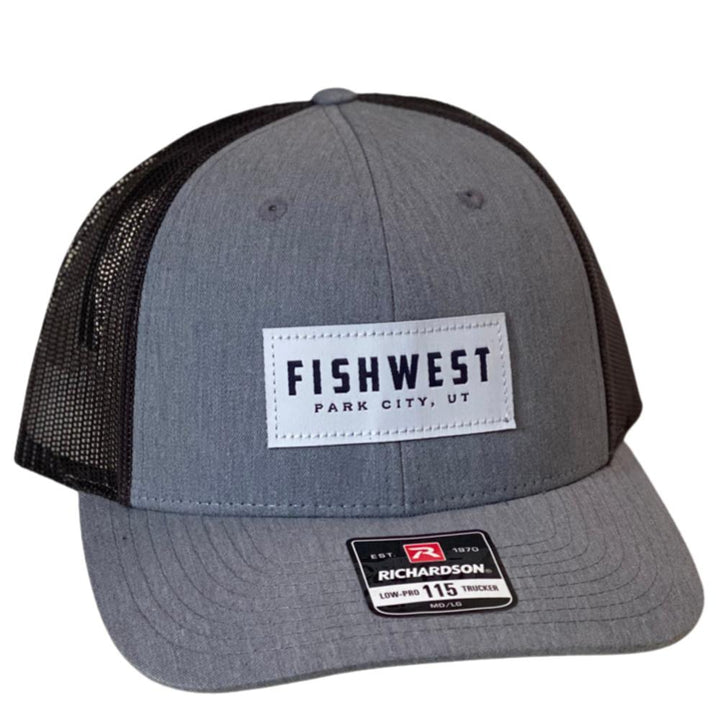 Fishwest Park City Logo Low Profile Trucker Hat in Heather Grey and Dark Charcoal