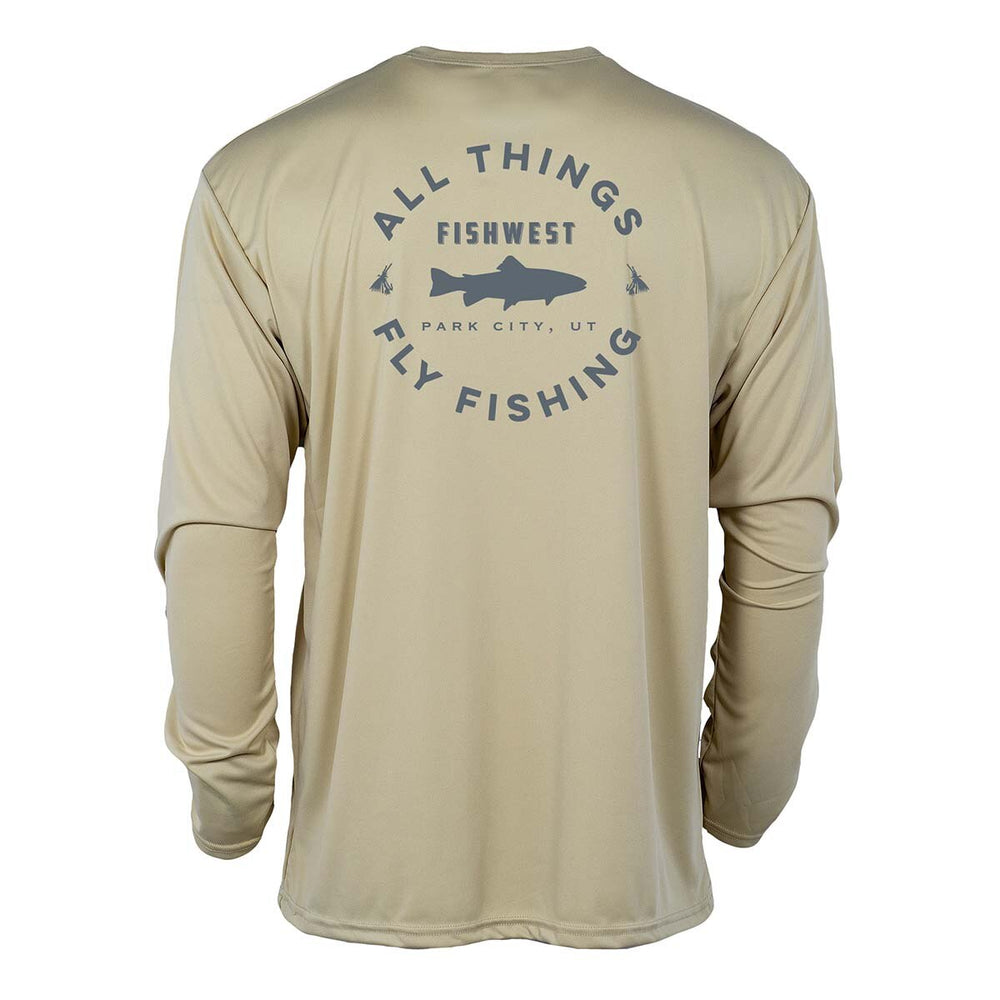Fishwest Logo Performance Long Sleeve TShirt Men's in Sand