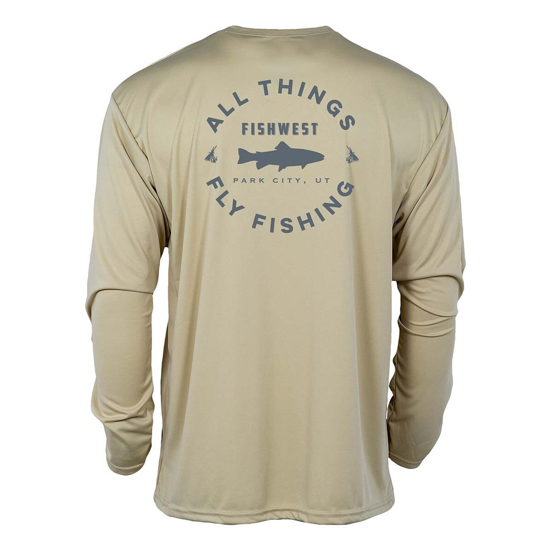 Fishwest Logo Performance Long Sleeve TShirt Men's in Sand