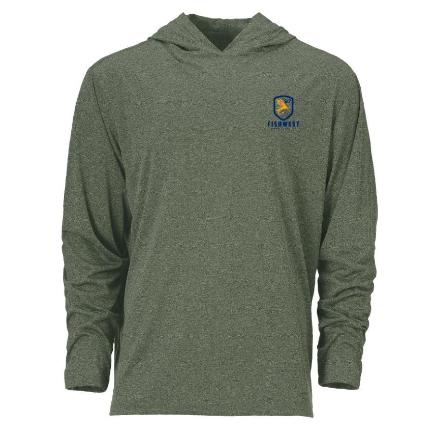 Fishwest Logo Confluence Hoody Men's in Deep Lichen Heather