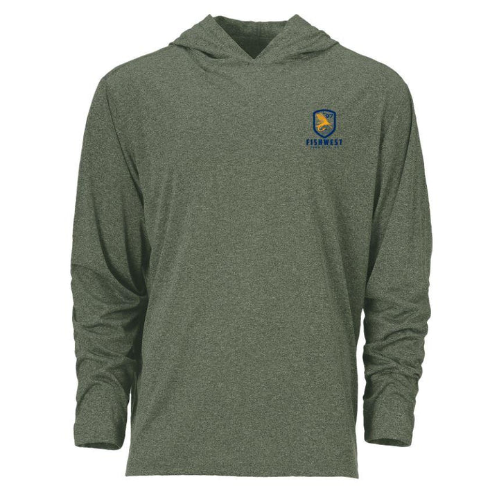 Fishwest Logo Confluence Hoody Men's in Deep Lichen Heather