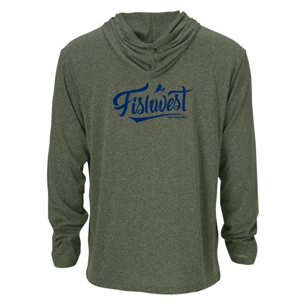 Fishwest Logo Confluence Hoody Men's in Deep Lichen Heather
