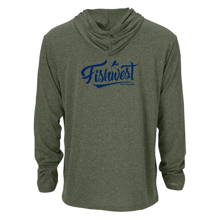Fishwest Logo Confluence Hoody Men's in Deep Lichen Heather
