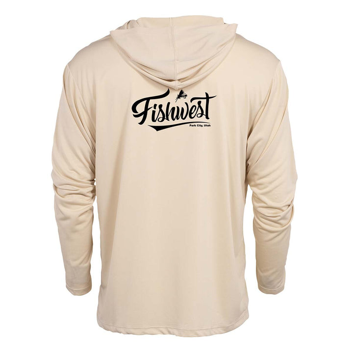 Fishwest Logo Confluence Hoody Men's in Sand Dune