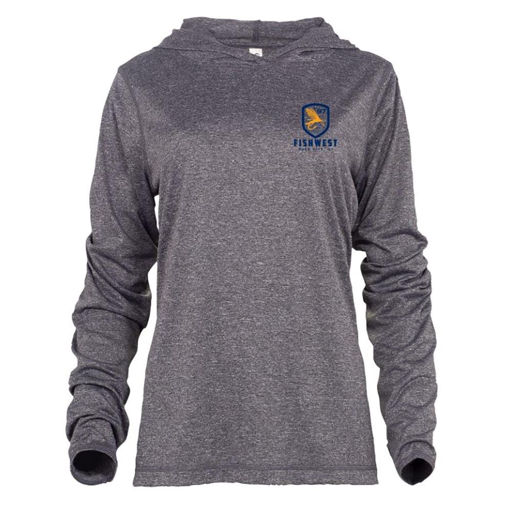 Fishwest Logo Confluence Hoodie Women's in Athletic Heather