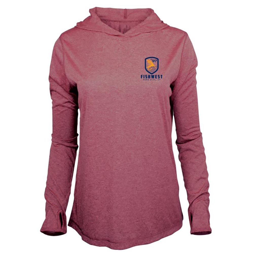 Fishwest Logo Confluence Hoodie Women's in Hawthorn Rose Heather