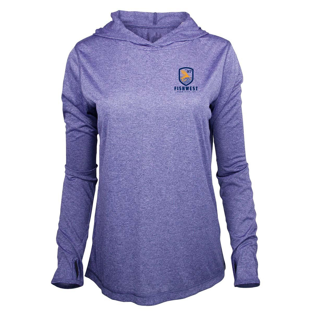Fishwest Logo Confluence Hoody Women's in Periwinkle Heather