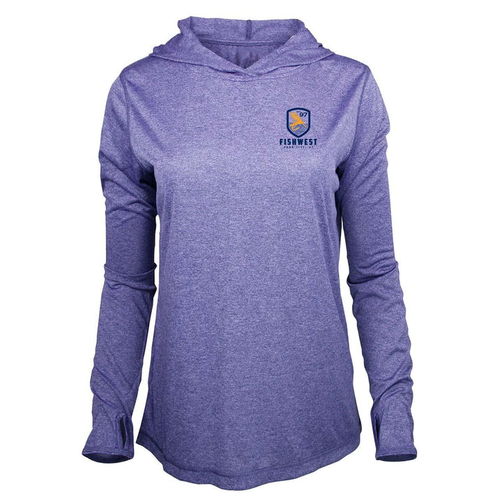 Fishwest Logo Confluence Hoody Women's in Periwinkle Heather