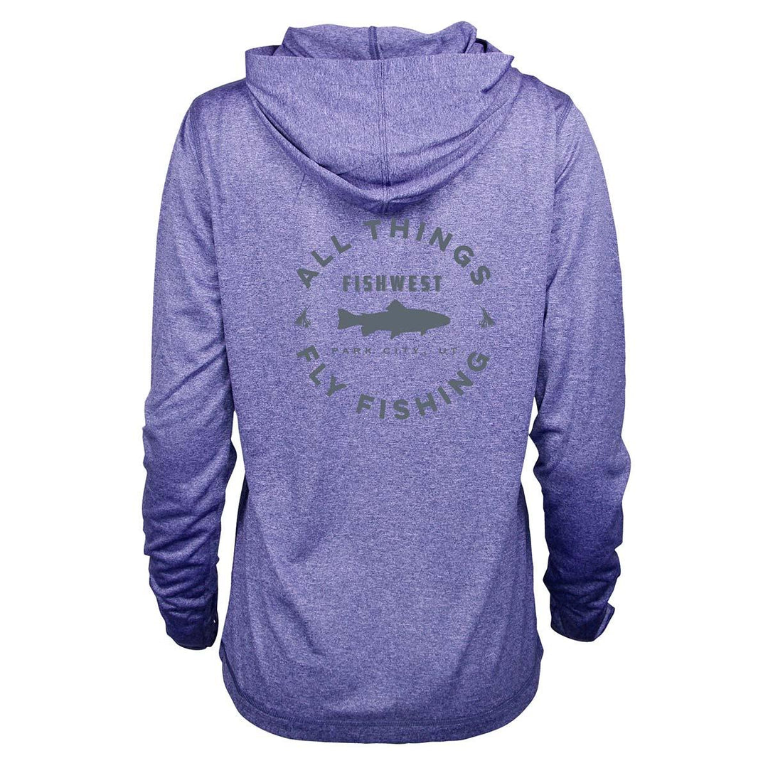 Fishwest Logo Confluence Hoody Women's in Periwinkle Heather