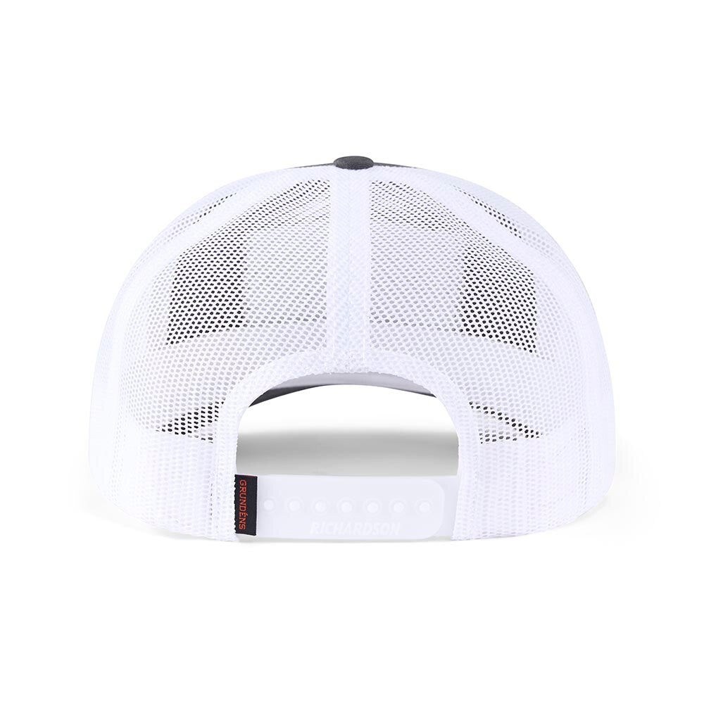 Grundens Drift Boat Trucker Hat in Charcoal and White