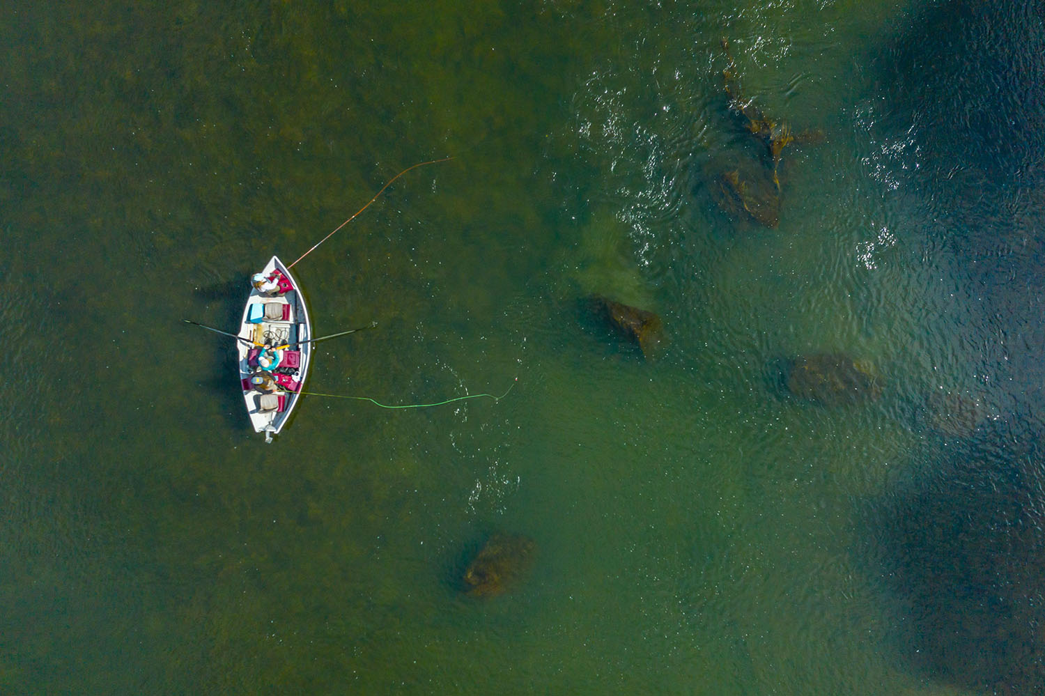 Three Anglers floating & fishing the Green River in Southwest Wyoming