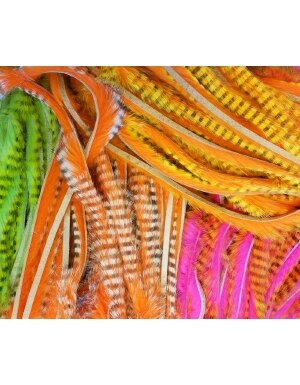 Hareline Dubbin Tiger Barred Magnum Rabbit Strips in Black and Orange and Tan