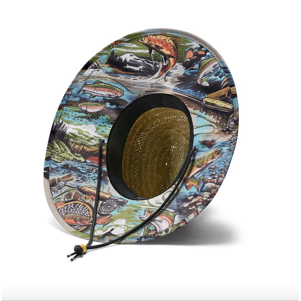 Hemlock Hat Co. - Print Straw Hat - Dry Fly Print Under View