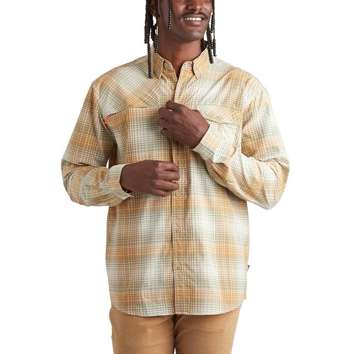 Howler Brothers Matagorda Longsleeve Shirt Mens in Evans Plaid Terra