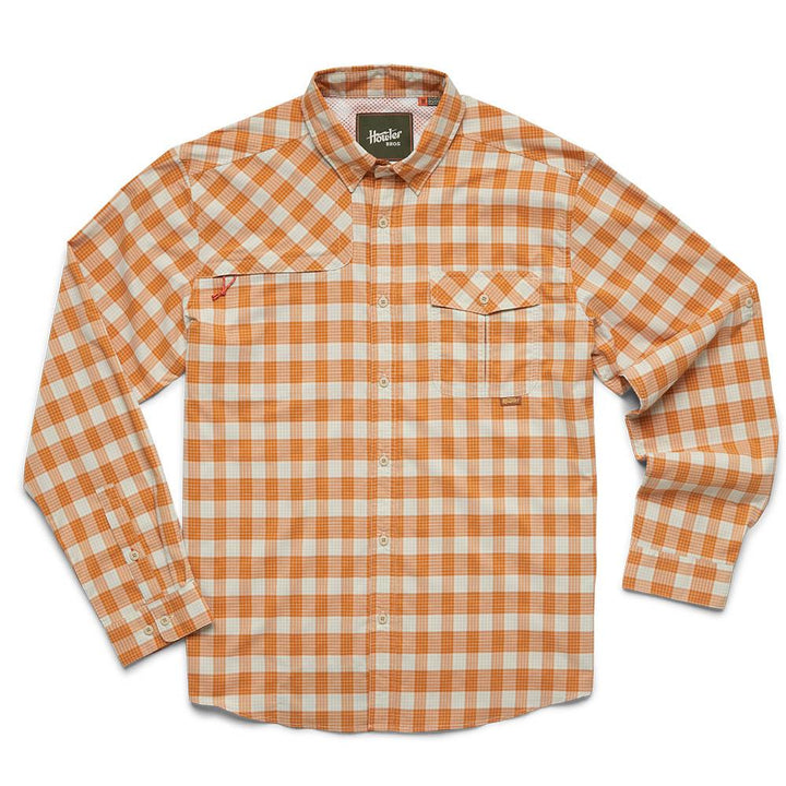 Howler Brothers Matagorda Longsleeve Shirt Mens in Landon Plaid Pumpkin