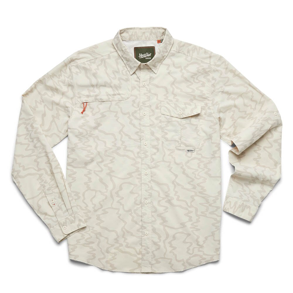 Howler Brothers Matagorda Longsleeve Shirt Mens in Ocean Motion Off White