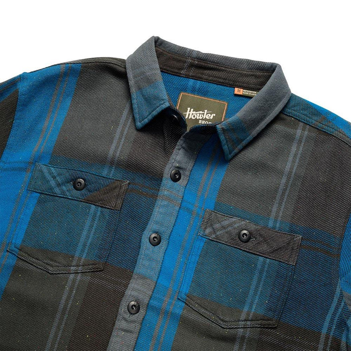 Howler Brothers Rodanthe Blanket Flannel Shirt Mens in Killian Plaid Blue Streak