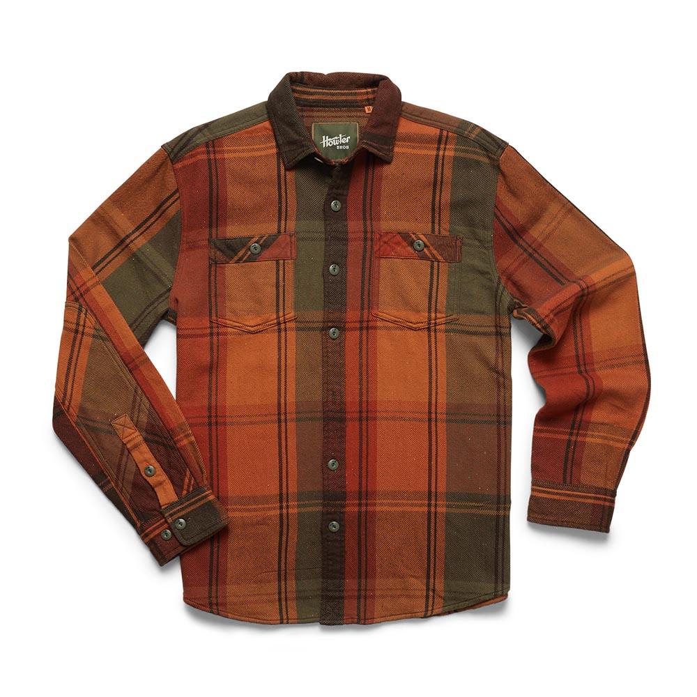 Howler Brothers Rodanthe Blanket Flannel Shirt Mens in Killian Plaid Hot Horizon