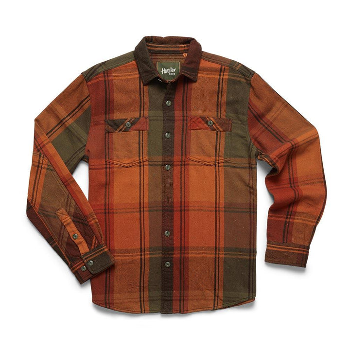 Howler Brothers Rodanthe Blanket Flannel Shirt Mens in Killian Plaid Hot Horizon