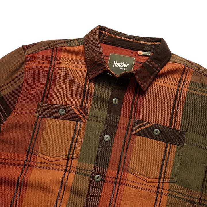 Howler Brothers Rodanthe Blanket Flannel Shirt Mens in Killian Plaid Hot Horizon