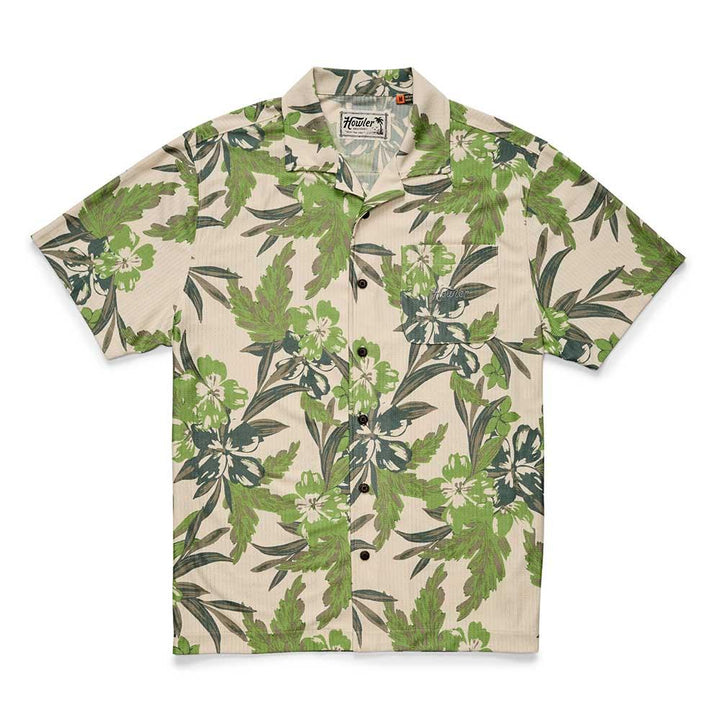 Howler Brothers Palapa Tech Shirt Mens in Flagler Floral Off White