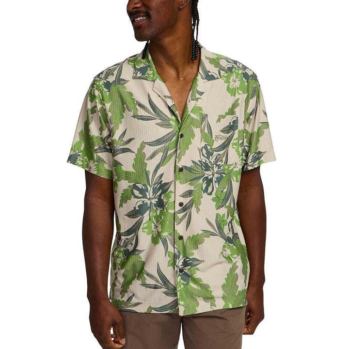 Howler Brothers Palapa Tech Shirt Mens in Flagler Floral Off White