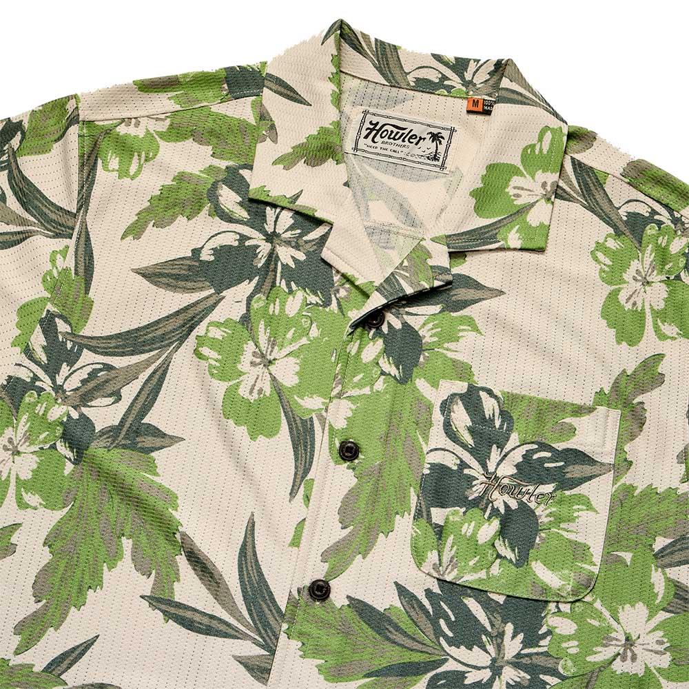 Howler Brothers Palapa Tech Shirt Mens in Flagler Floral Off White