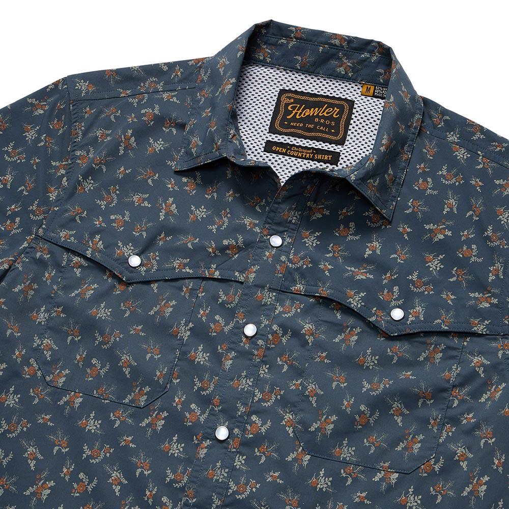 Howler Brothers Open Country Tech Shirt Mens in Rancher Floral Dark Slate