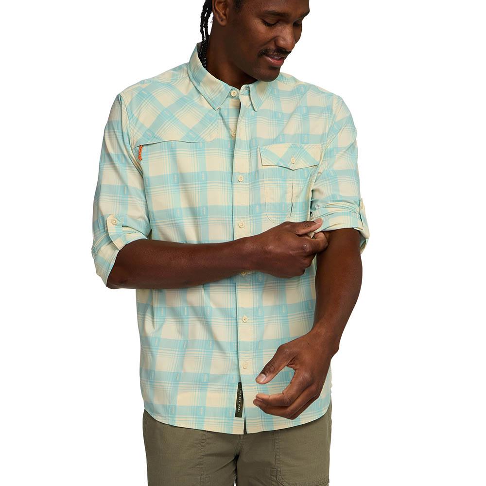 Howler Brothers Matagorda Long Sleeve Shirt Mens in Sheldon Dobby Plaid Parchment