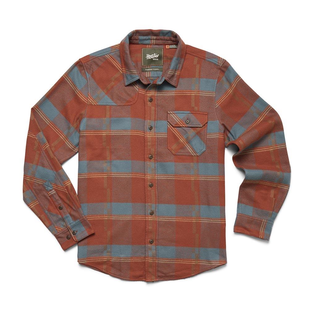 Howler Harkers Flannel Shirt Mens in Backdrop Plaid Terracotta