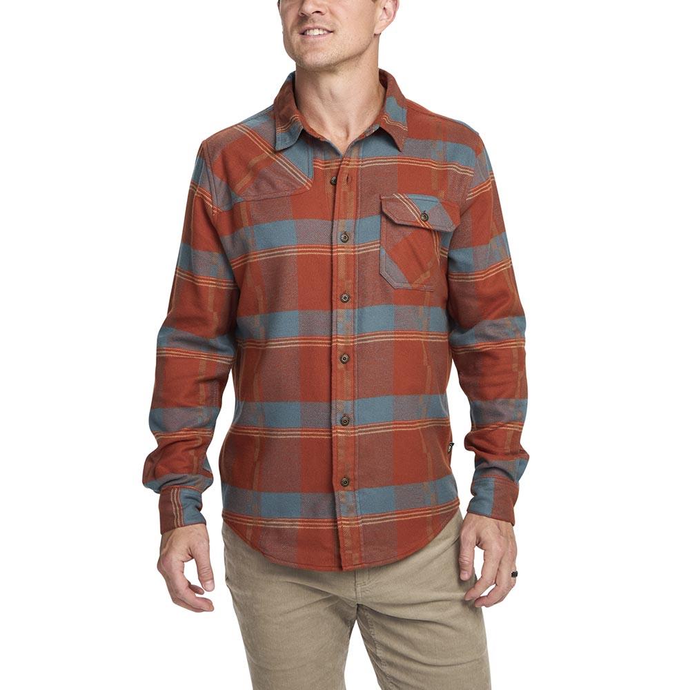 Howler Harkers Flannel Shirt Mens in Backdrop Plaid Terracotta