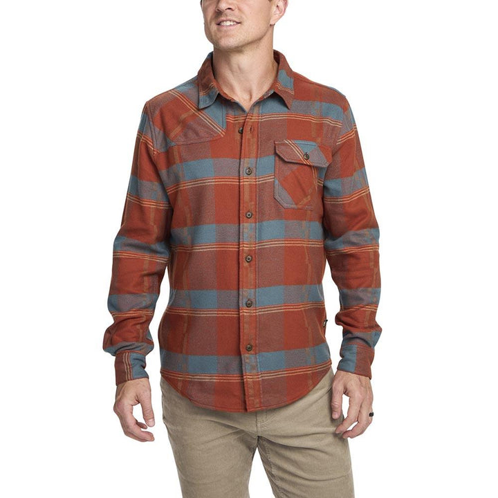 Howler Harkers Flannel Shirt Mens in Backdrop Plaid Terracotta