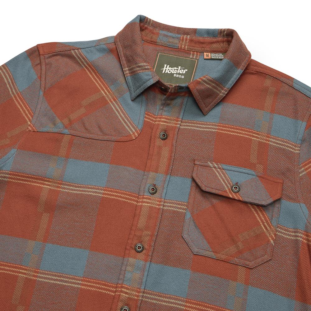 Howler Harkers Flannel Shirt Mens in Backdrop Plaid Terracotta