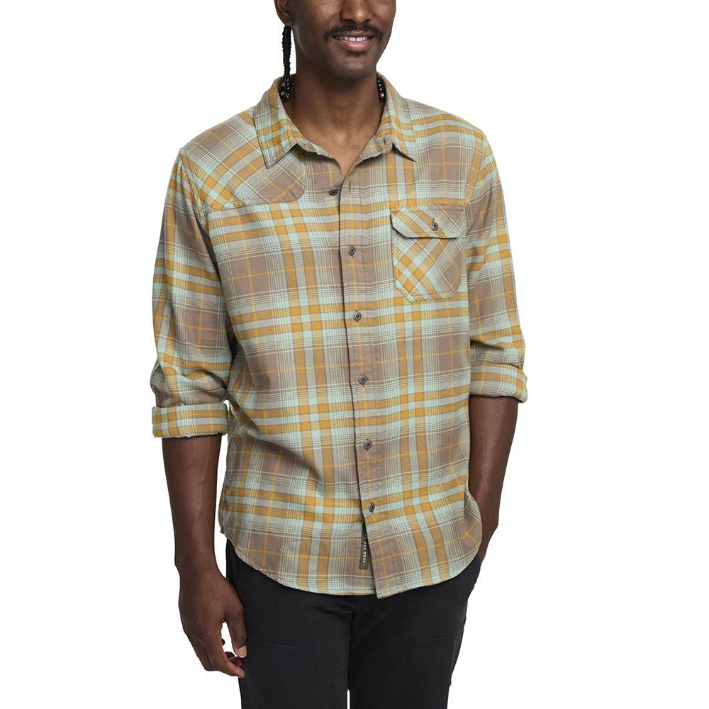 Howler Harkers Flannel Shirt Mens in Kempton Plaid Taupe
