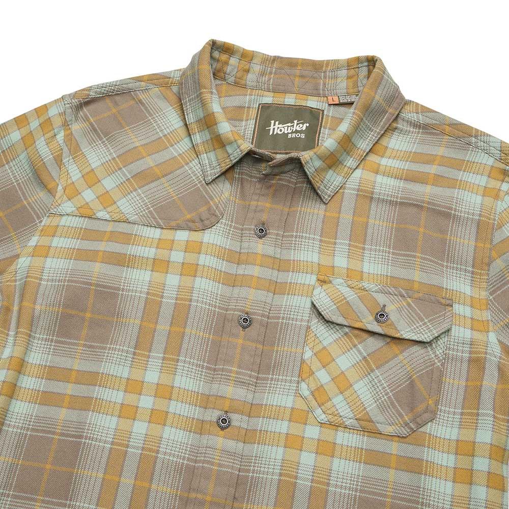 Howler Harkers Flannel Shirt Mens in Kempton Plaid Taupe
