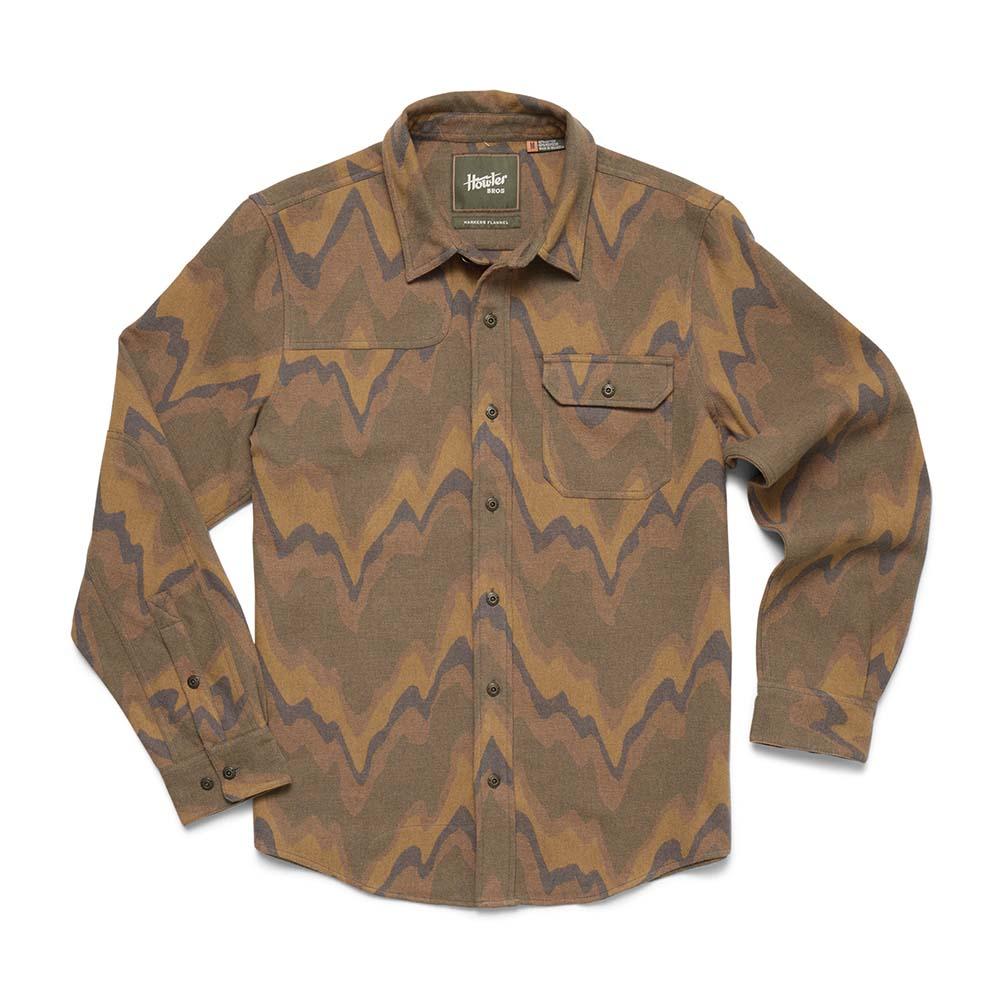 Howler Harkers Flannel Shirt Mens in Sediment Jacquard Camel