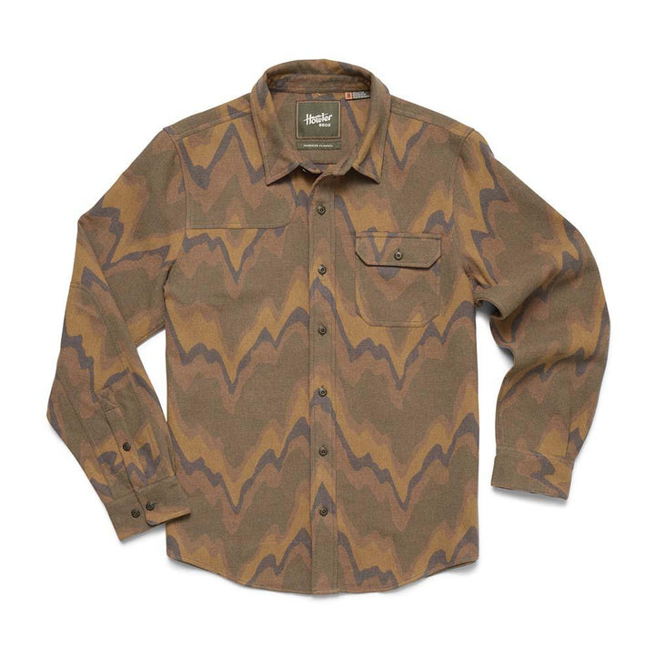 Howler Harkers Flannel Shirt Mens in Sediment Jacquard Camel