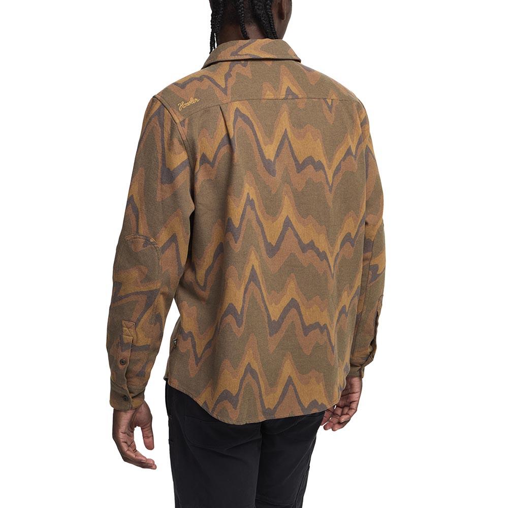 Howler Harkers Flannel Shirt Mens in Sediment Jacquard Camel