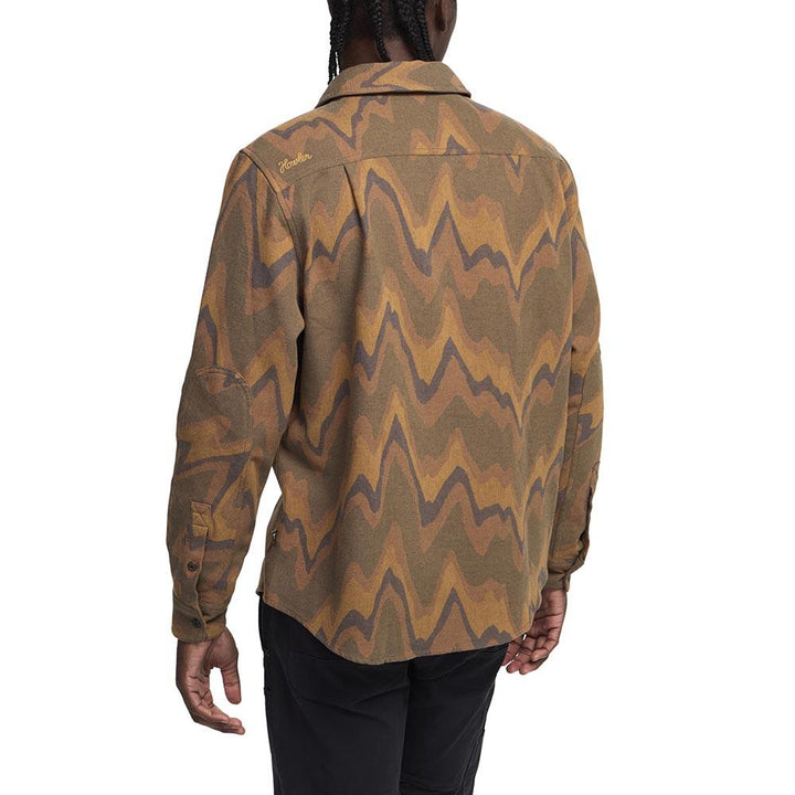 Howler Harkers Flannel Shirt Mens in Sediment Jacquard Camel