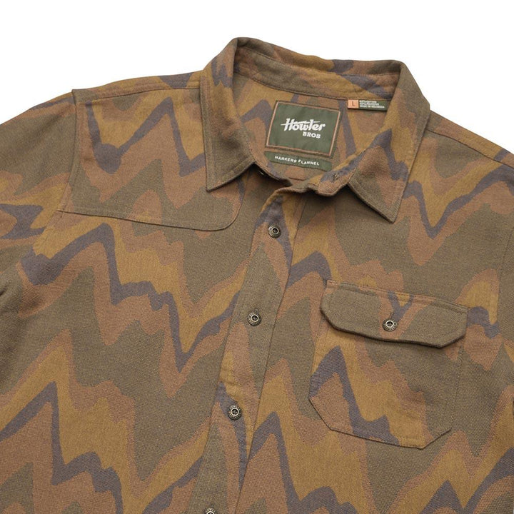 Howler Harkers Flannel Shirt Mens in Sediment Jacquard Camel